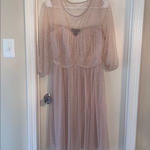 Short light pink lace-styled dress